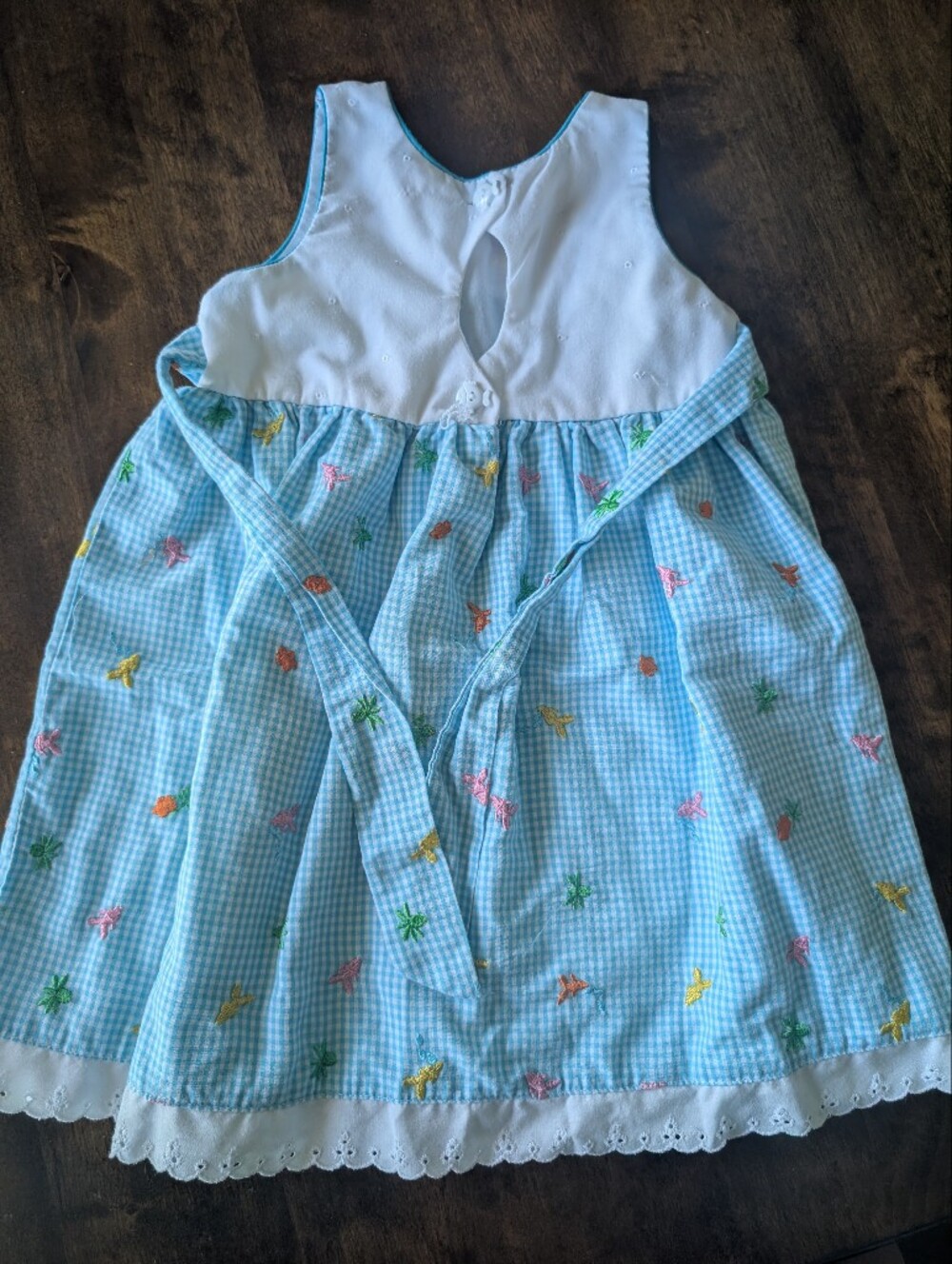 Baby Togs Light Blue Gingham Embroidered Girls' Summer Dress/ 2T - Picture 6 of 7